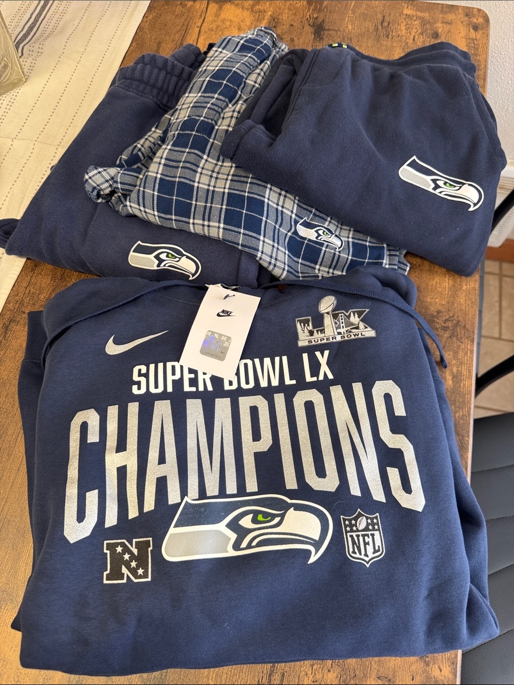 Nike Navy Seattle Seahawks Super Bowl LX Champions Hoodie Sweatshirt